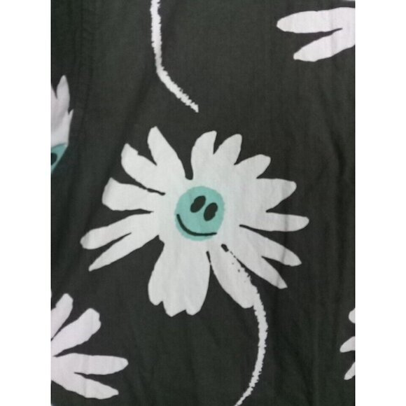 Neff Shirt Men's Size M Gray Dark Green Button Down Smiley Face Emoji Flower - Picture 4 of 12